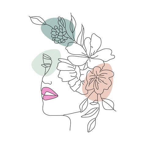 dibujo cara de mujer con flores